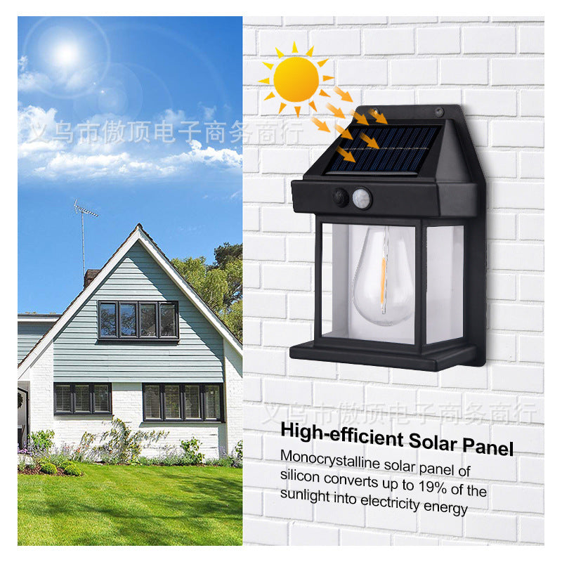 New Solar Light Outdoor Human Body Sensor Light Waterproof Street Light Tungsten Wall Light Garden Courtyard Night Light