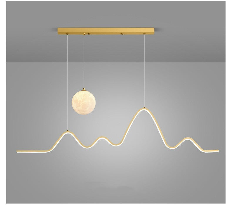 Restaurant Pendant Light Luxury Dining Room Table Bar Counter Lighting Modern Minimalist Moon Lamp Minimalist Long Strip Restaurant Light