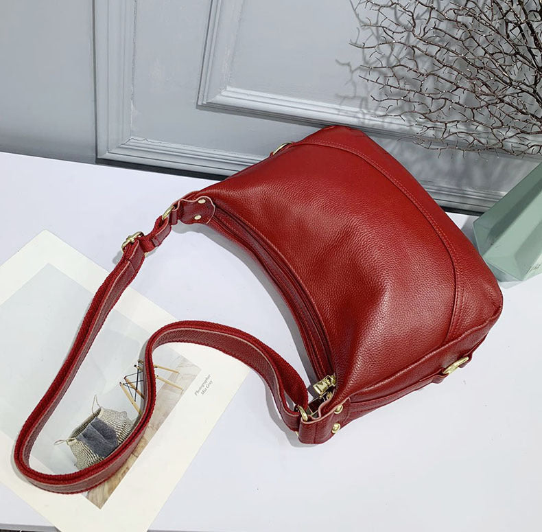 Genuine Leather Crossbody Bag for Women2025Versatile Soft Top Layer Cowhide Large Capacity Shoulder Bag for Middle-aged Moms, Light Luxury Style