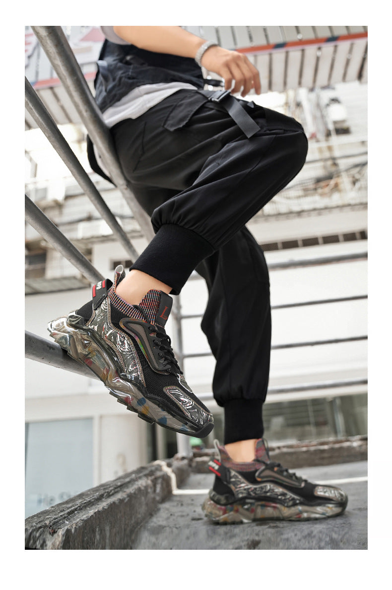 Men's Sports Shoes Autumn Non-Slip Wear-Resistant Running Shoes Versatile Youth Flyknit Breathable Mesh Shoes Retro Trendy Shoes