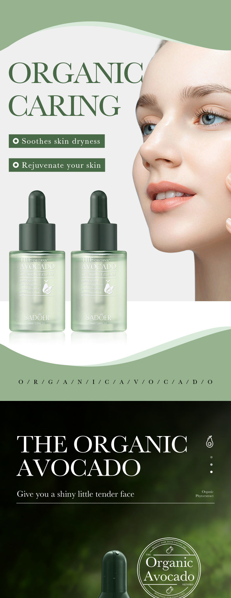 Full English Avocado Skincare Set SADOER Cleansing, moisturizing and moisturizing six-piece set  foreign trade wholesale