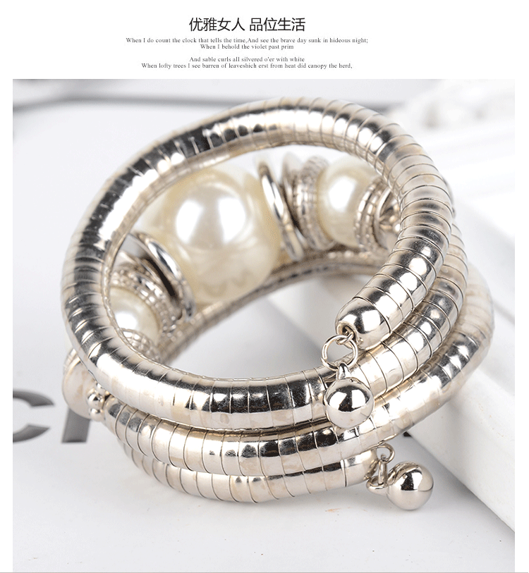 European and American Three-Circle Surround Pearl Bracelet Fashionable High-End Glossy Surface Gift for Women on Holidays Multi-Layer Bracelet