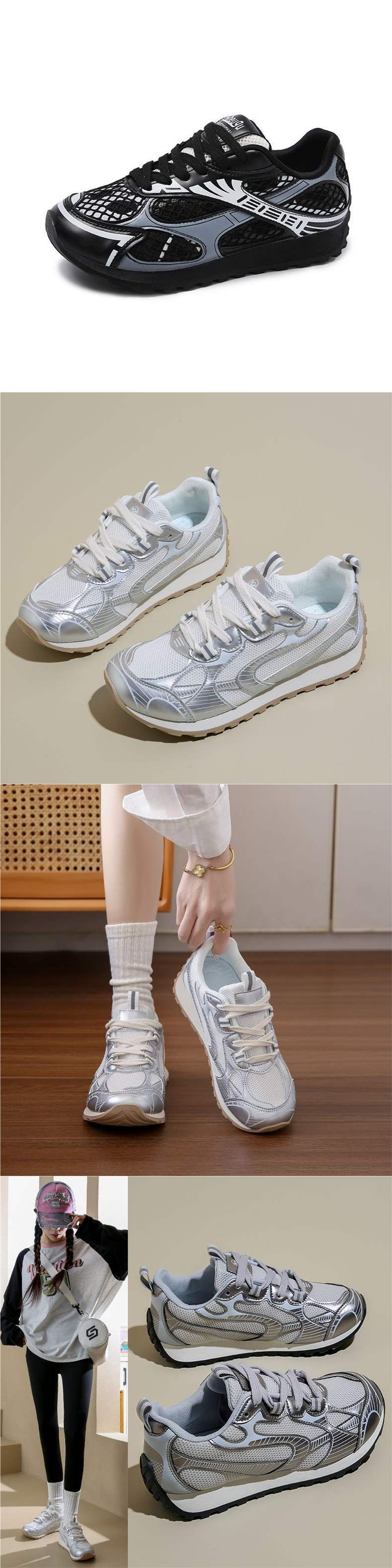 German Training Shoes Women's Shoes2025Spring New Casual Sports Running Shoes Lightweight Forrest Gump Shoes Versatile White Sneakers Mesh Shoes