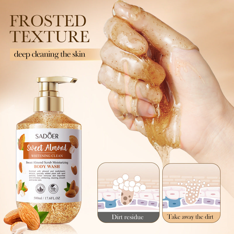 Full English Sweet Almond Whitening Scrub Body Wash500ml SADOER  foreign trade wholesale of cleansing body wash