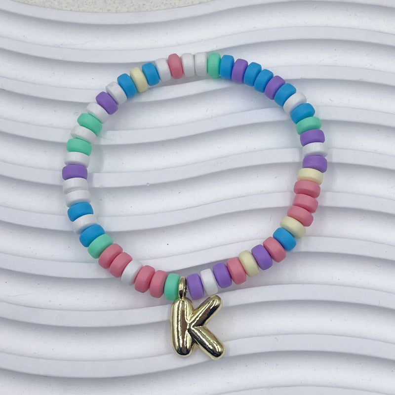 Bubble Balloon Letter Bracelet Best Friend Friendship Gift Sweet Bracelet Colorful Soft Clay Abacus Bead Bracelet