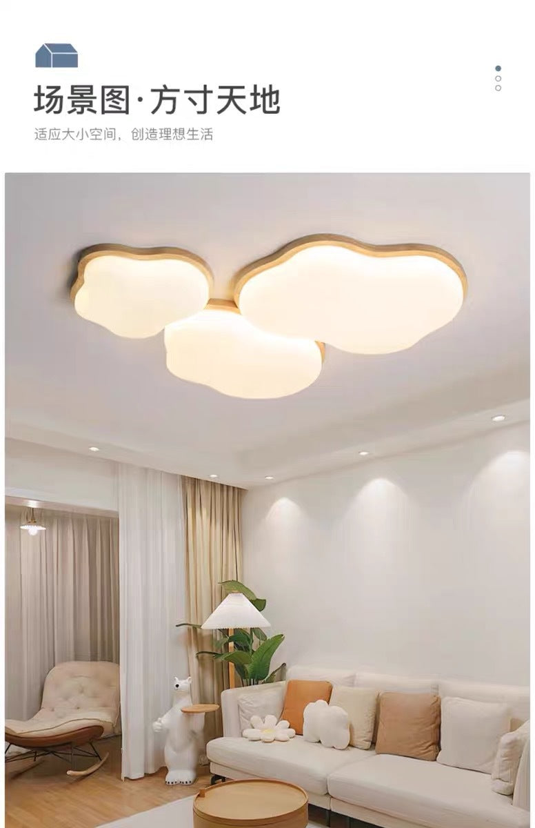 Natural Wood Cream Style Living Room Lamp2025New Stylish Internet Celebrity Cloud Full Spectrum Eye Protection Ceiling Light Zhongshan Lighting