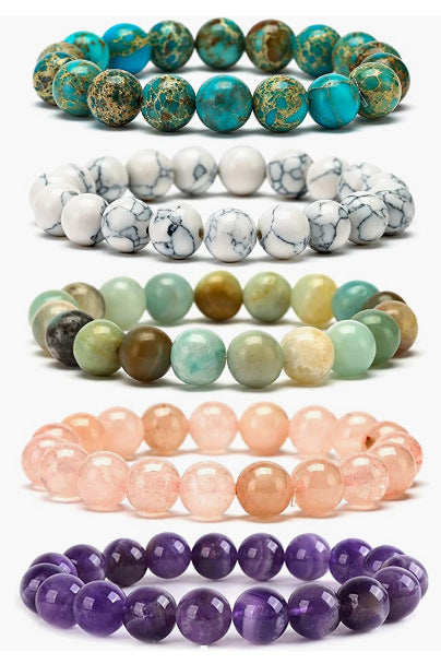 Popular Natural Stone White Pine Gold Flakes Bracelet Bracelet Unisex Bracelet Manufacturer Direct Sale