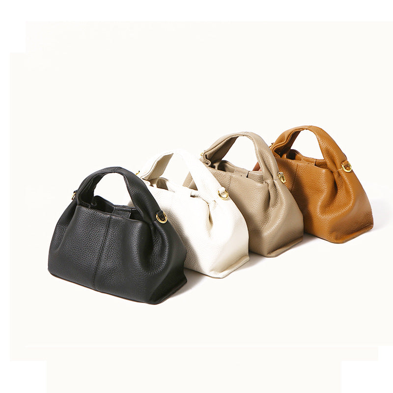 Unique Handbag2025New Handheld Cloud Genuine Leather Women's Bag Vintage Wrinkled Dumpling Bag Versatile Crossbody Bag