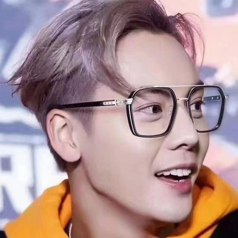 New Sunglasses Internet Celebrity Wei Ting Same Style Sunglasses for Men Trendy Large Square Frame Sunglasses for Men ins Sun Protection Glasses