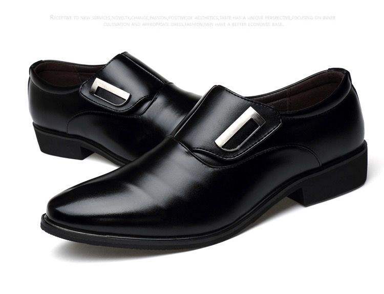 Men's Business Casual Leather Shoes Soft Sole Formal Youth Shoes Korean Style Slip-On Student Shoes