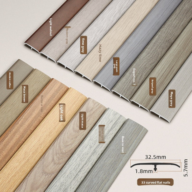 Aluminum alloy wood grain flooring trim edge strip t Door threshold edge trim strip, door seam trim strip, aluminum buckle strip
