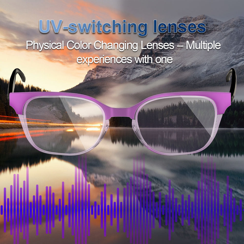 Large Frame Anti-Blue Light Non-Prescription Glasses for Women ins Fashionable Simple Frame European and American Style Personality Color Changing Trendy Bluetooth Glasses