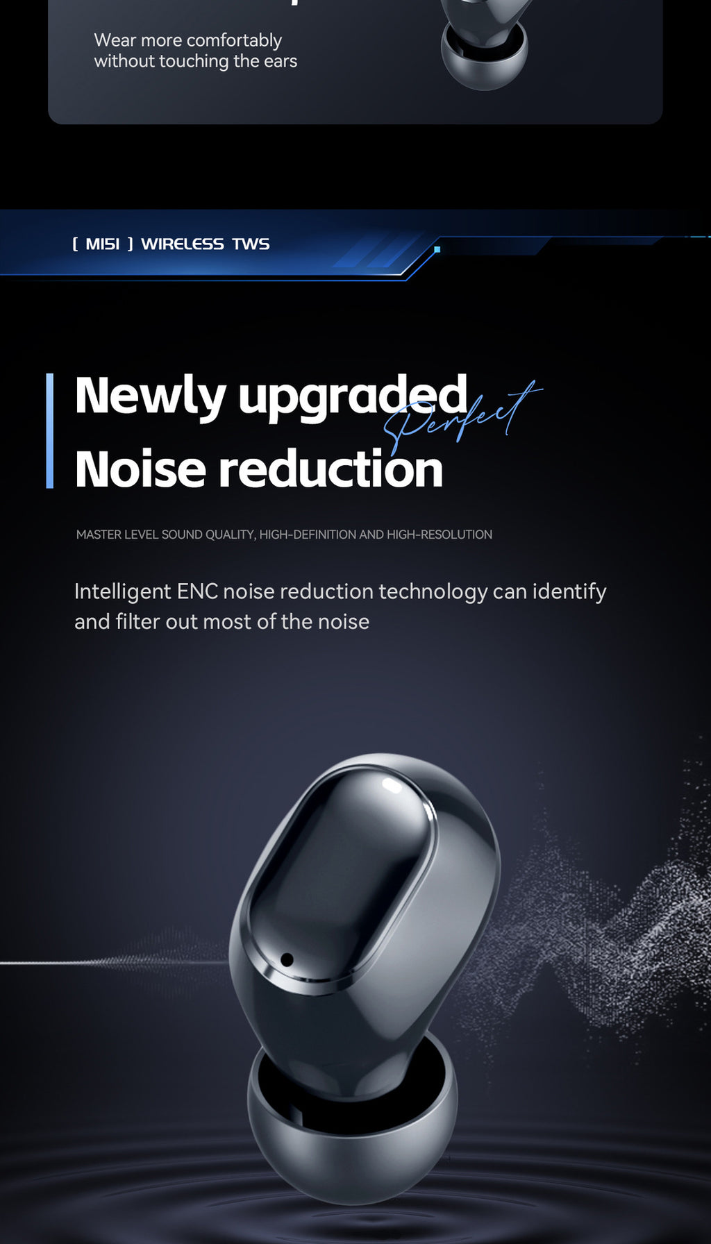 New M151Digital Display Headphones Ultra-Long Battery Life Mini In-Ear Comfortable Long-Wear Private Model Wireless Bluetooth Earphones