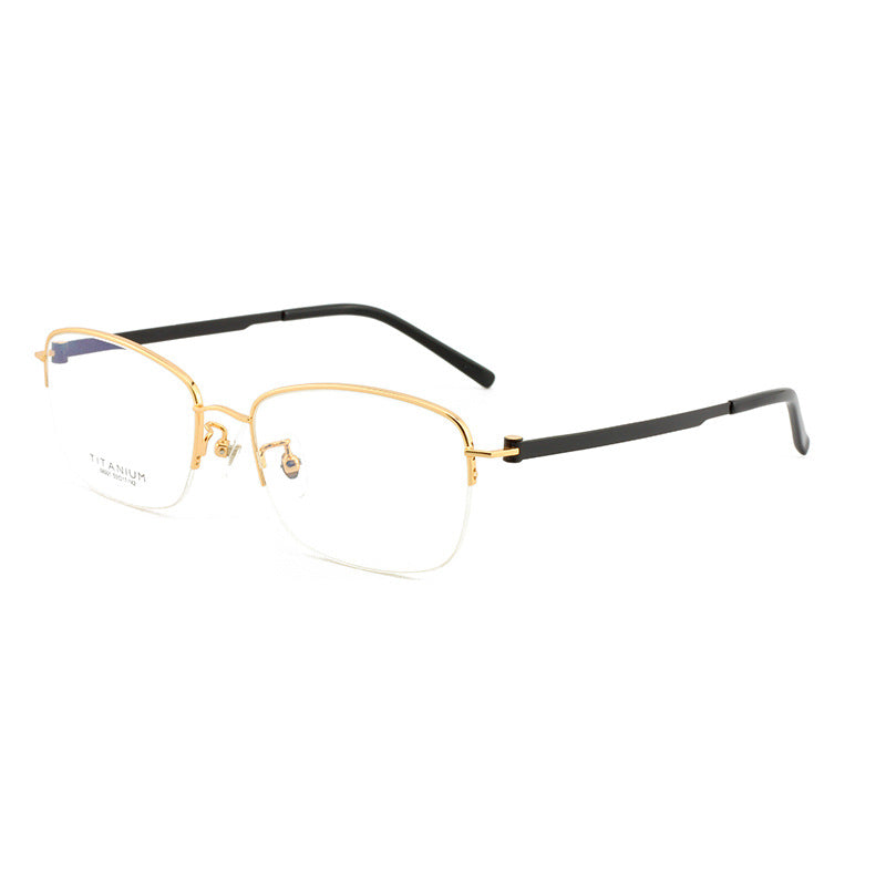 Men's Half Frame Glasses Men's Half Titanium Casual Glasses Frame Work Casual Universal Glasses Metal Frame Trendy Men's Lightweight