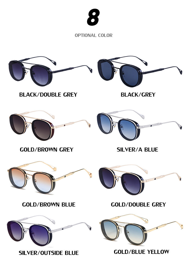 European and American Retro Oval Frame Sunglasses for Men, Side Wrap Small Frame Sunglasses for Women, Trendy Glasses Wholesale shades