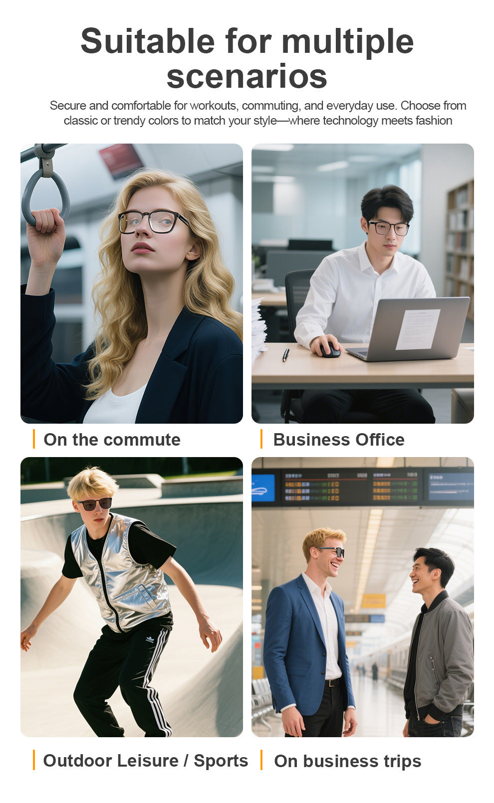 ai Translation Smart Glasses Photochromic Bluetooth Wireless Hands-Free Call Audio Multi-Function Driving Glasses