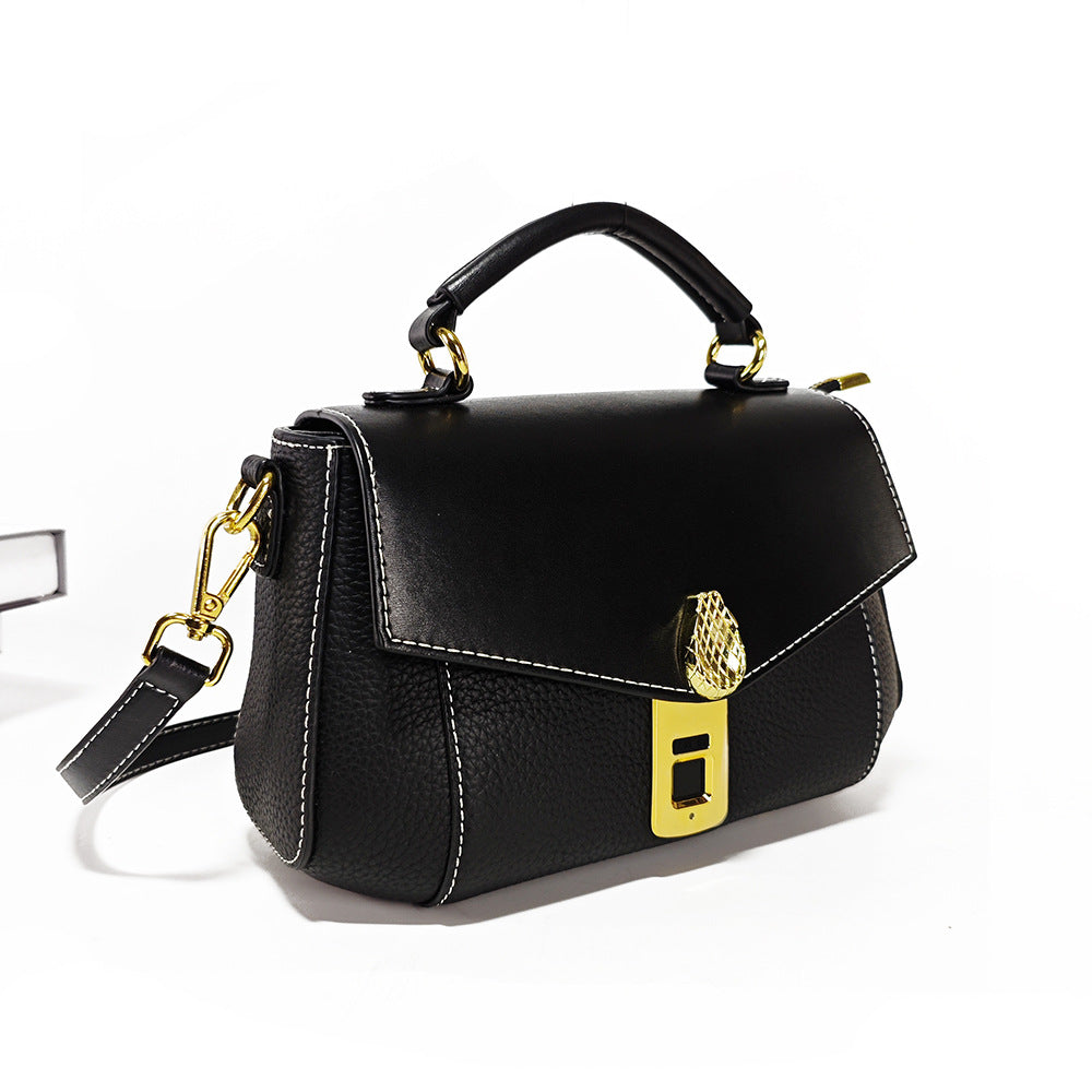 Customized Fingerprint Unlock Bag High-end Fashion Top Layer Cowhide Large Capacity Handbag Crossbody Genuine Leather Women's Bag