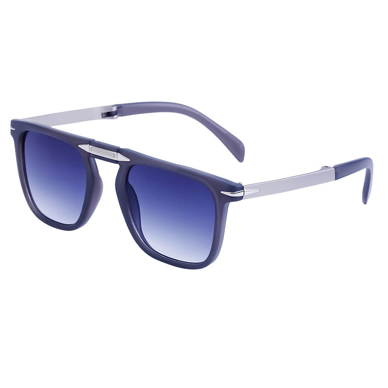 Retro Square Frame Folding Polarized Sunglasses for Men, Trendy Driving Sun Protection Glasses shades