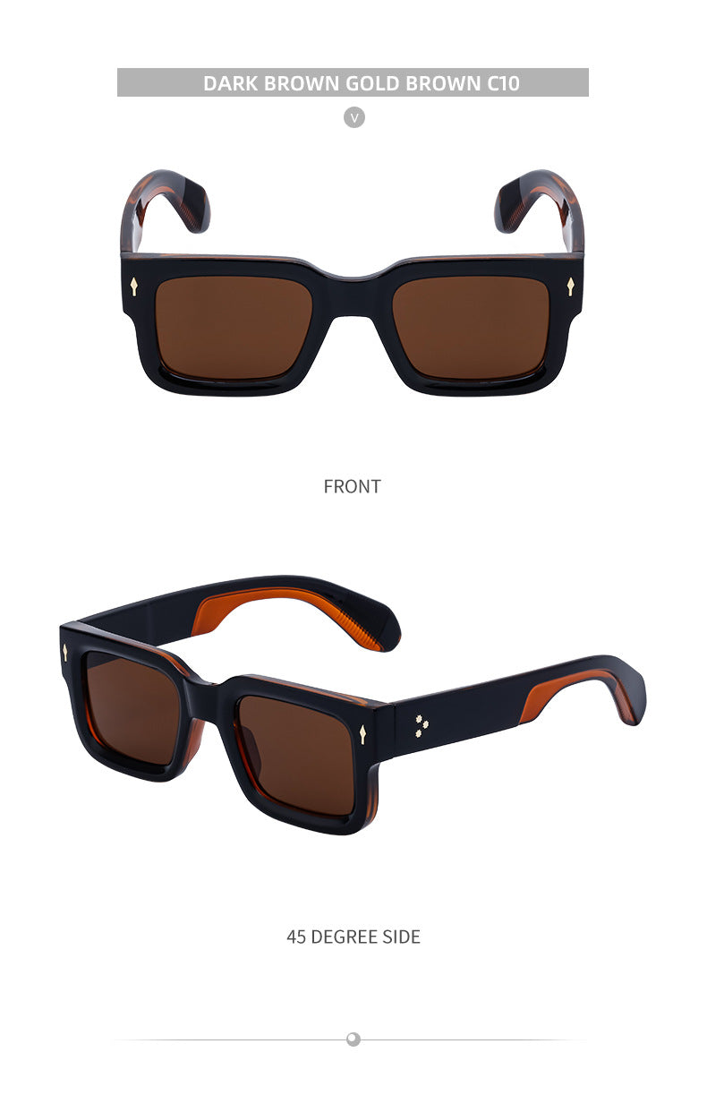 2025New Retro Square Frame Sunglasses for Men High-End European and American Retro Sunglasses Men's Trend sunglasses