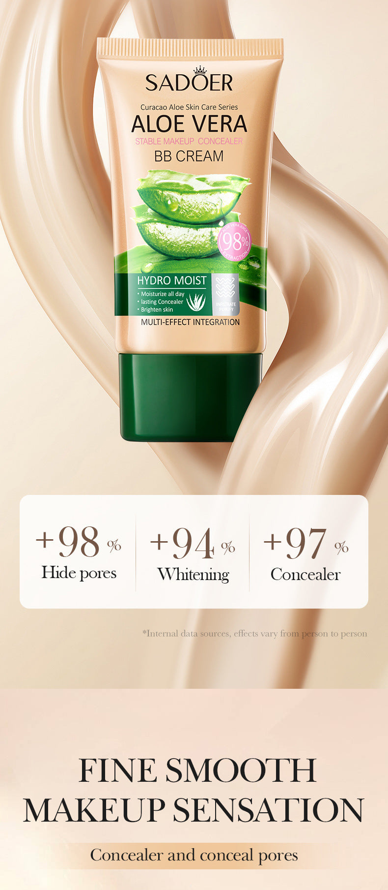 Full English Aloe Vera Long-lasting Concealer BB Frost SADOER Contouring and Shaping Makeup BB Wholesale  Foreign Trade Frost