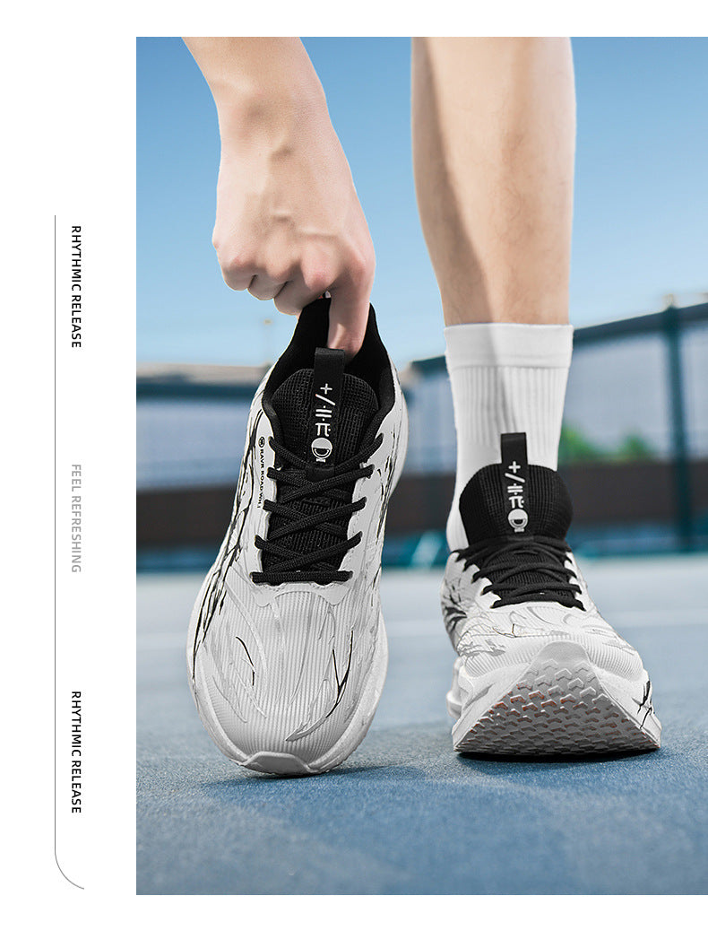 Autumn Winter New Double Mesh Thickened Parent-Child Fluorescent Fashion Casual Sports Shoes Really Soft Bottom Carbon Plate Lightweight Running Shoes