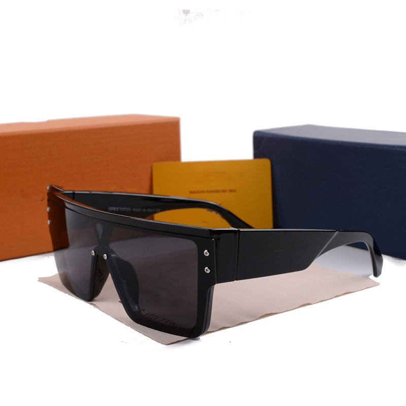 Donkey House1583European and American One-Piece Fashion Personality Sunglasses for Women, White Mercury Print Trendy Sunglasses for Men