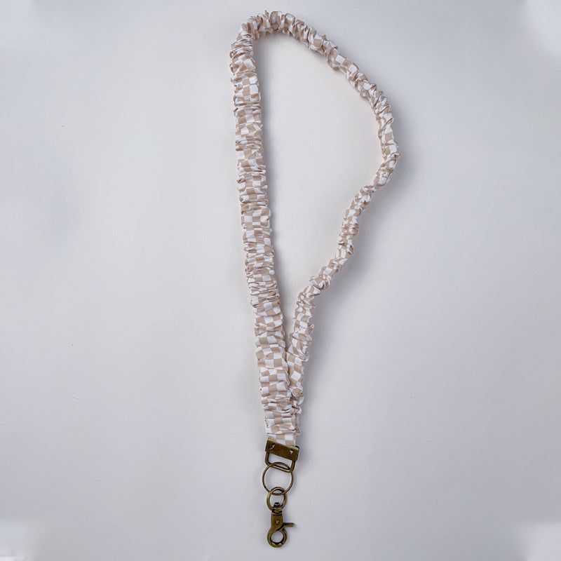 Keychain Large Elastic Polyester Wrinkle Print Hanging Ring Buckle Work Badge Phone Lanyard Chain