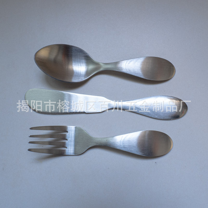 1-5Recommended for One-Year-Olds: Short Wide-Handle Toddler Spoon for Kindergarten, Milk Powder, Dessert Spoon, and Fork304Stainless Steel Dinner Knife