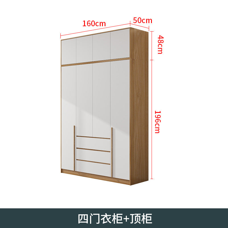 Natural Wood Color Cream Style Wardrobe with Flat Doors for Bedroom, Comes with Small Dressing Table, Freely Combinable Storage Cabinet