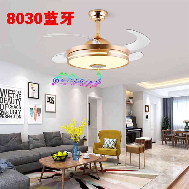 Invisible Fan Light Remote Control led Fan Chandelier Home Electric Fan Lamp scandinavian Iron Restaurant Lamp Crystal Ceiling Fan Lamp