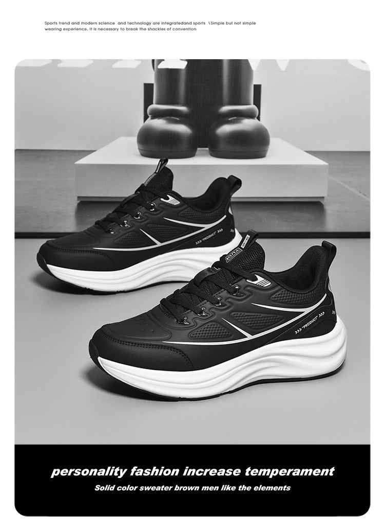 2025New Large Size Leather Waterproof Trendy Casual Men's Shoes Non-Slip Wear-Resistant Sports Shoes Shock Absorption Comfortable Running Shoes