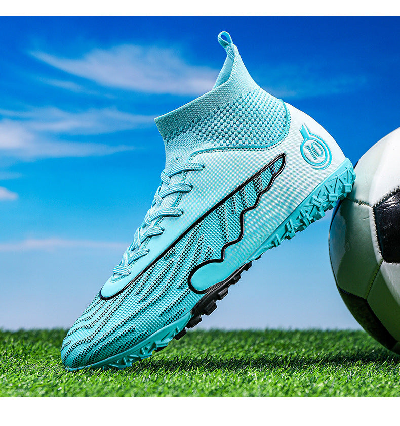 New Professional Football Shoes Boys High Top Youth Students Competition Training AG Long Spike Broken Spike Sneakers