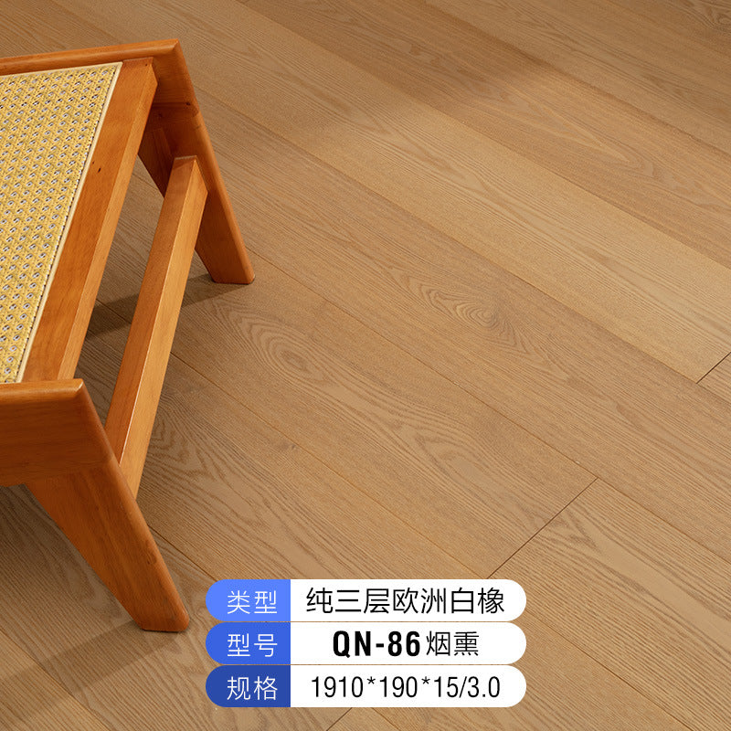 Source Factory European White Oak Pure Three-Layer Solid Wood Flooring for Underfloor Heating Modern Style Villa Home Use ENF Environmental Protection
