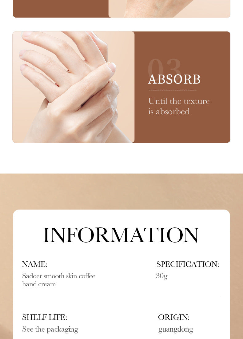 Full English Coffee Hand Cream30g SADOER Moisturizing, anti-chapped, hydrating hand cream for  foreign trade wholesale