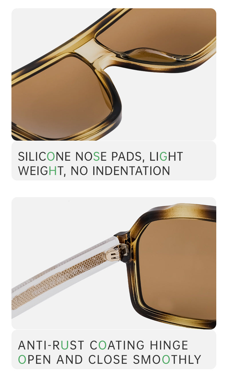 European and American Fashion Square Frame Sunglasses for Men Driving Special Propionic Acid Insert Pin Temple Sunglasses Men's Glasses shades