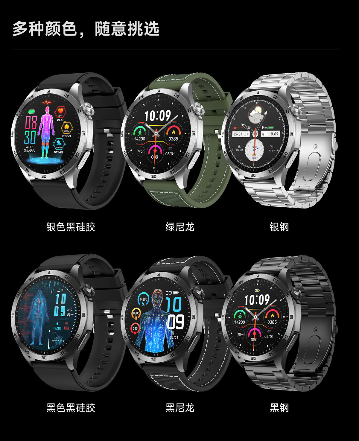 New ET485Smart Watch ECG ECG Health Monitoring Non-Invasive Blood Glucose Measurement Bluetooth Call Smart Watch