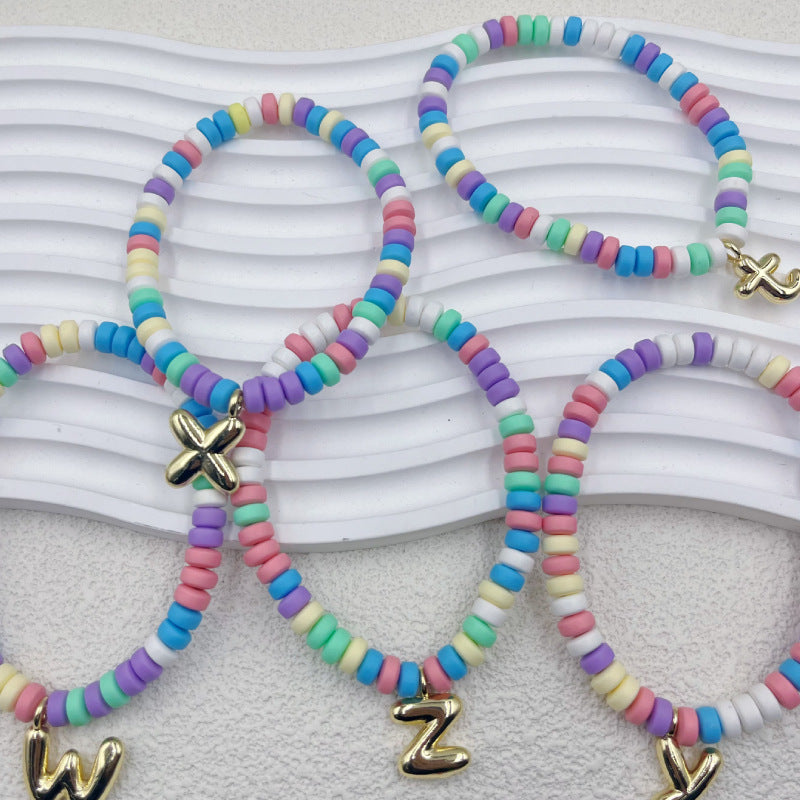 Bubble Balloon Letter Bracelet Best Friend Friendship Gift Sweet Bracelet Colorful Soft Clay Abacus Bead Bracelet
