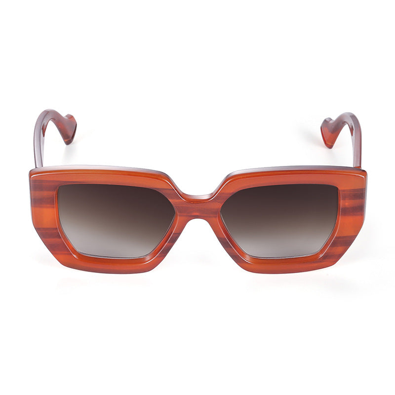 Trendy Square Frame Wide Temple Sunglasses for Women, Internet Celebrity Style Large Frame Sunglasses for Women sunglasses