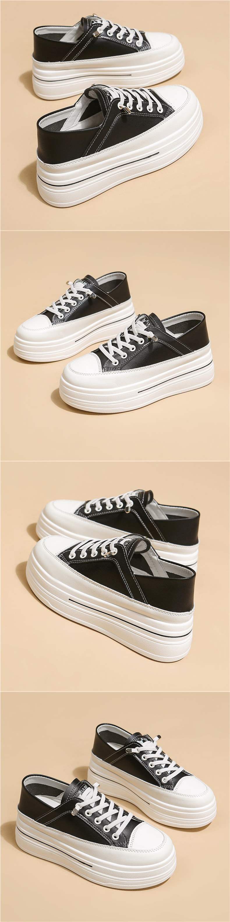 Women's Thick-Soled Height-Increasing White Sneakers for Spring and Autumn2025Summer New Hot-Selling Versatile Casual Slip-On Sneakers