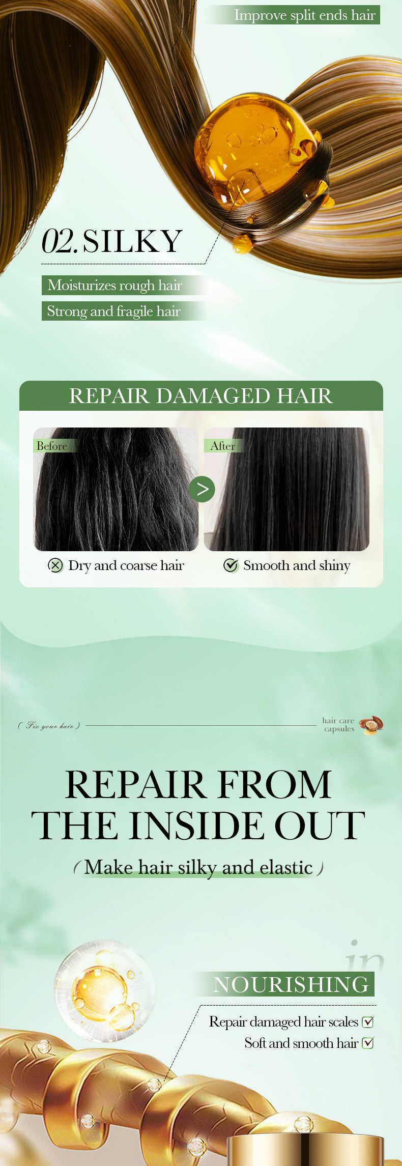 Full English Nut Oil Hair Care Capsules SADOER Improve Frizz Essential Oil Capsule Conditioner  Wholesale