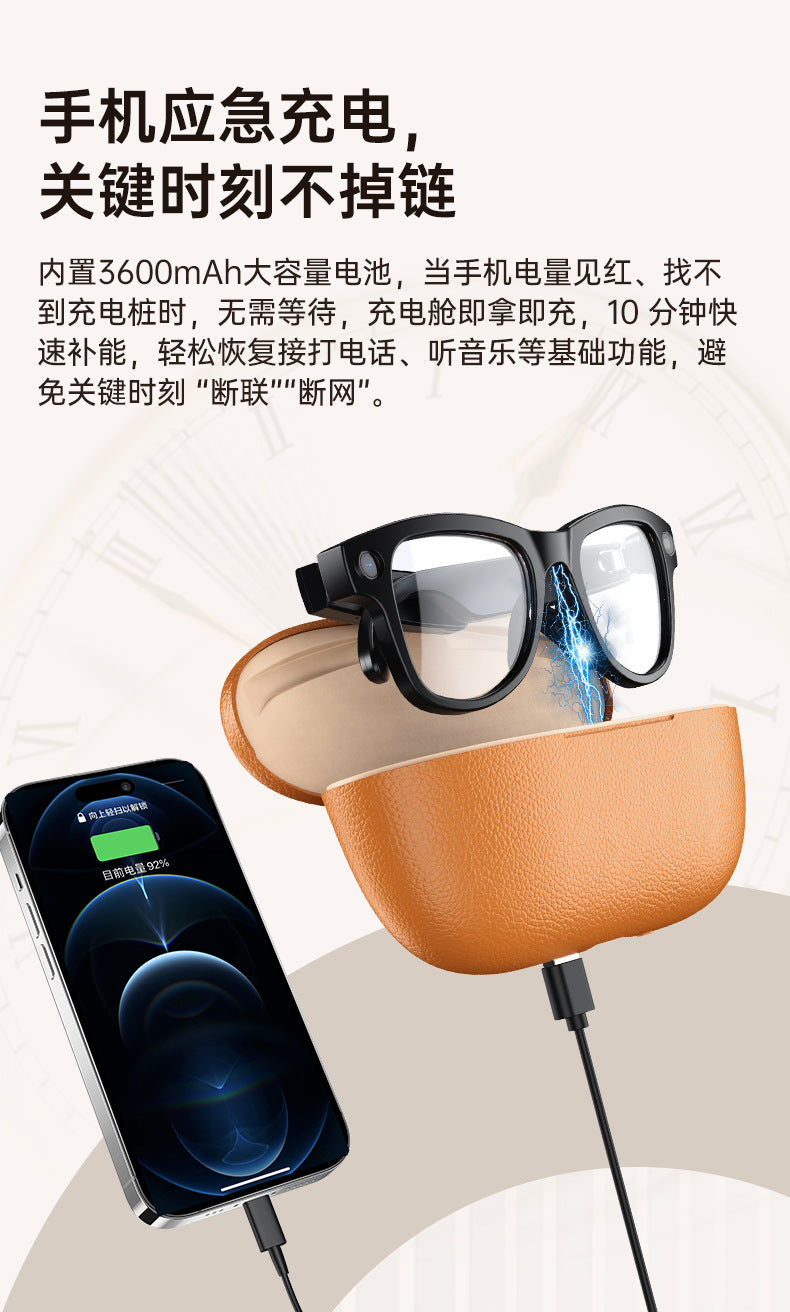 M02Smart Glasses80010000 Pixel Camera with Charging Case and Image Stabilization for Video Recording Ai Real-Time Translation32GB Memory