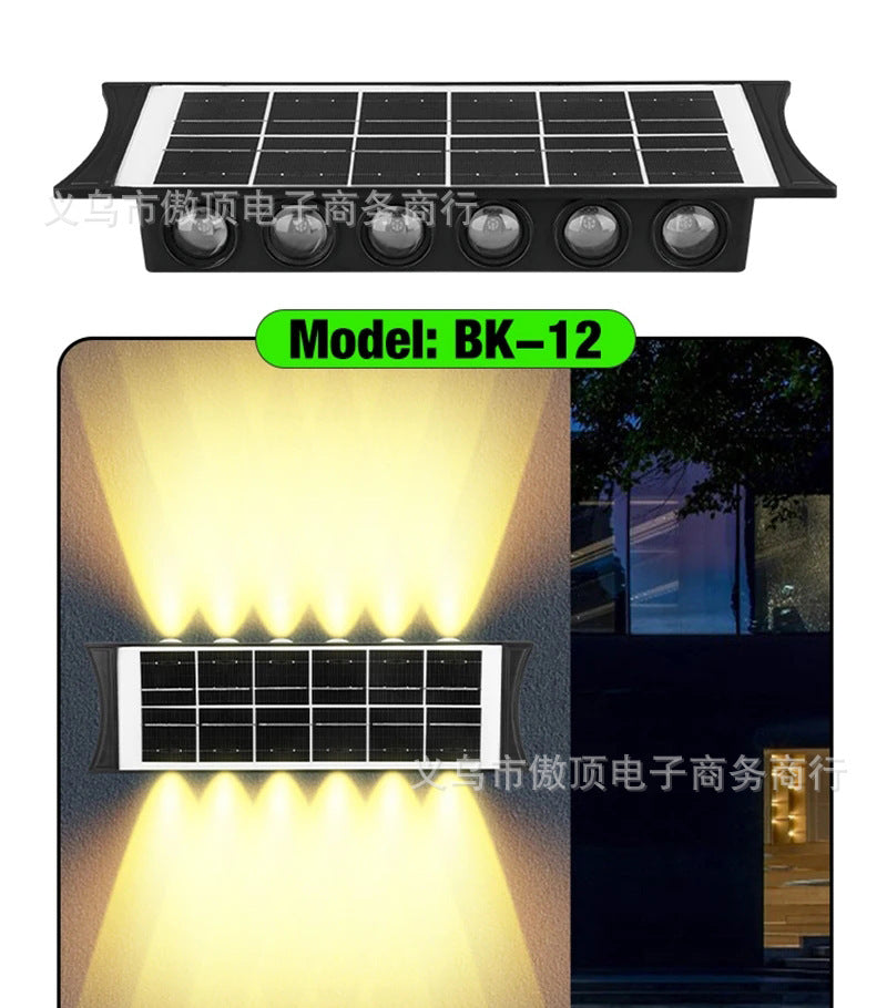 Solar wall light outdoor wall washer light with up and down illumination RGB Courtyard Decoration Waterproof Landscape Light LED Spotlight