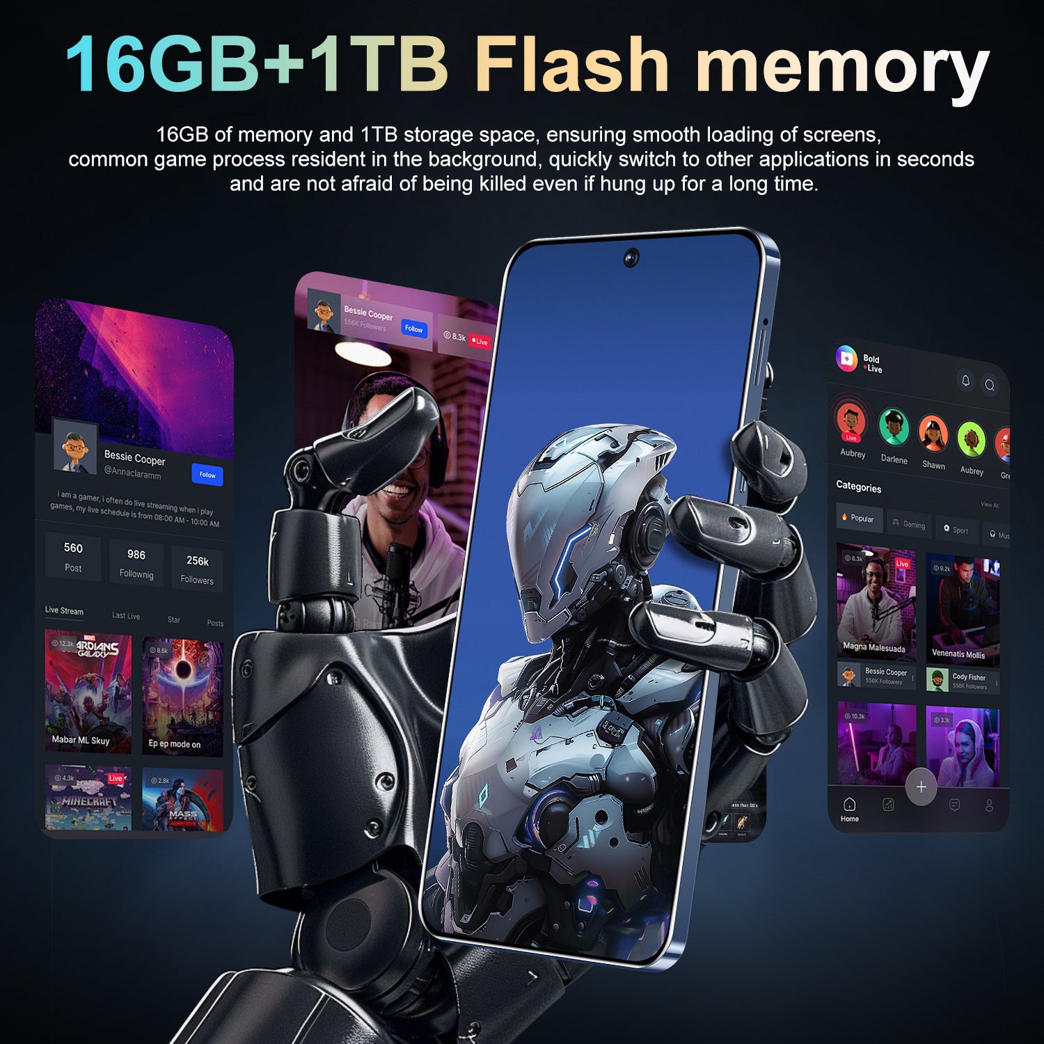 Platform Hot Sale GT20 Pro Intelligence5G Mobile Phone7.31-inch Screen Android16+1T Factory Price for Mobile Phones