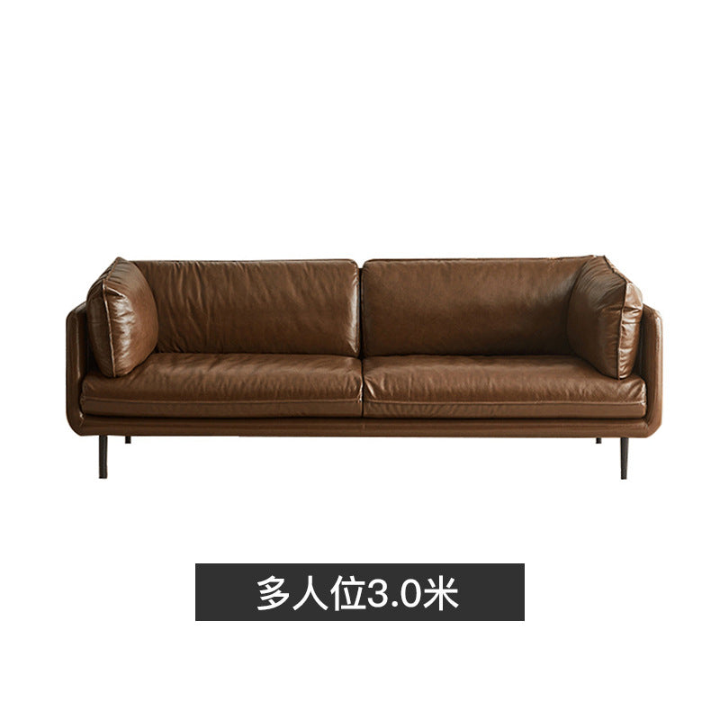 Factory Direct Sales Embrace Genuine Leather Sofa Nordic Italian Minimalist Full Top Grain Cowhide Vintage Retro Oil Wax Leather Sofa Shipping and tax not included