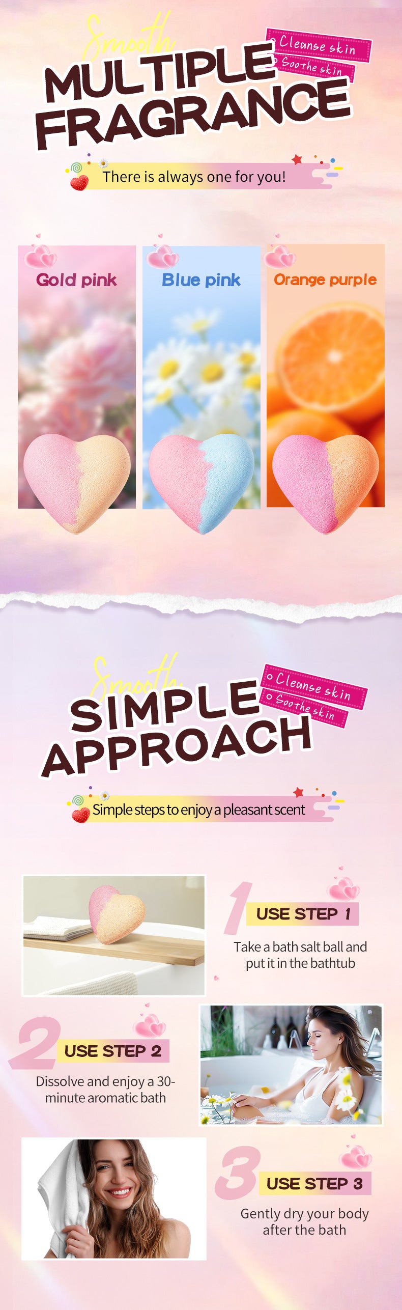Cross-Border Bath Salt Balls6Set  Heart-shaped Bath Bomb Bath Salt Ball Boxed Export Manufacturer Wholesale