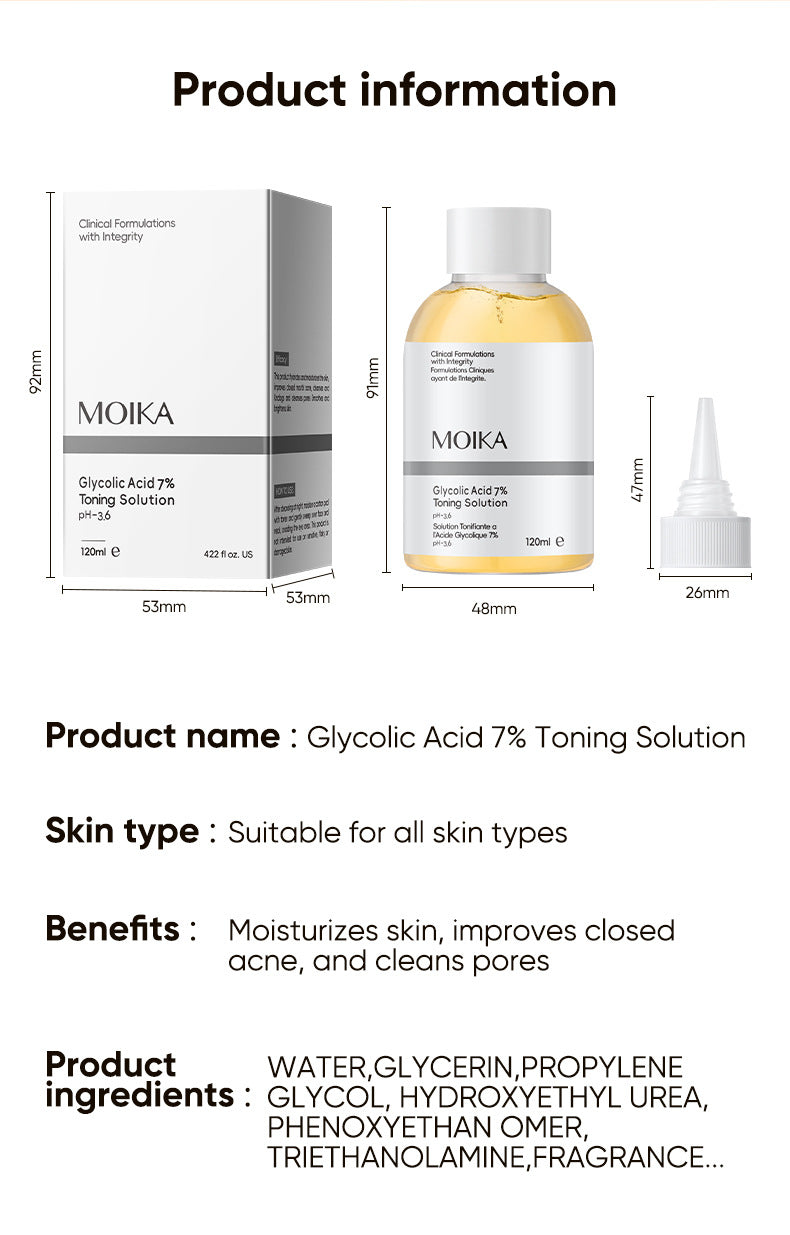 Glycolic Acid Essence Skin Care Acne Water Shrink Pores Facial Rejuvenation Original Solution Moisturizing Brightening