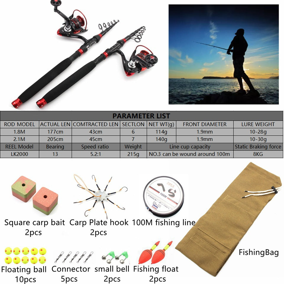Ultra-short Portable European Carp Fishing Set Fishing Gear Combination European and American Popular Fishing Rod Can Be Used FBA