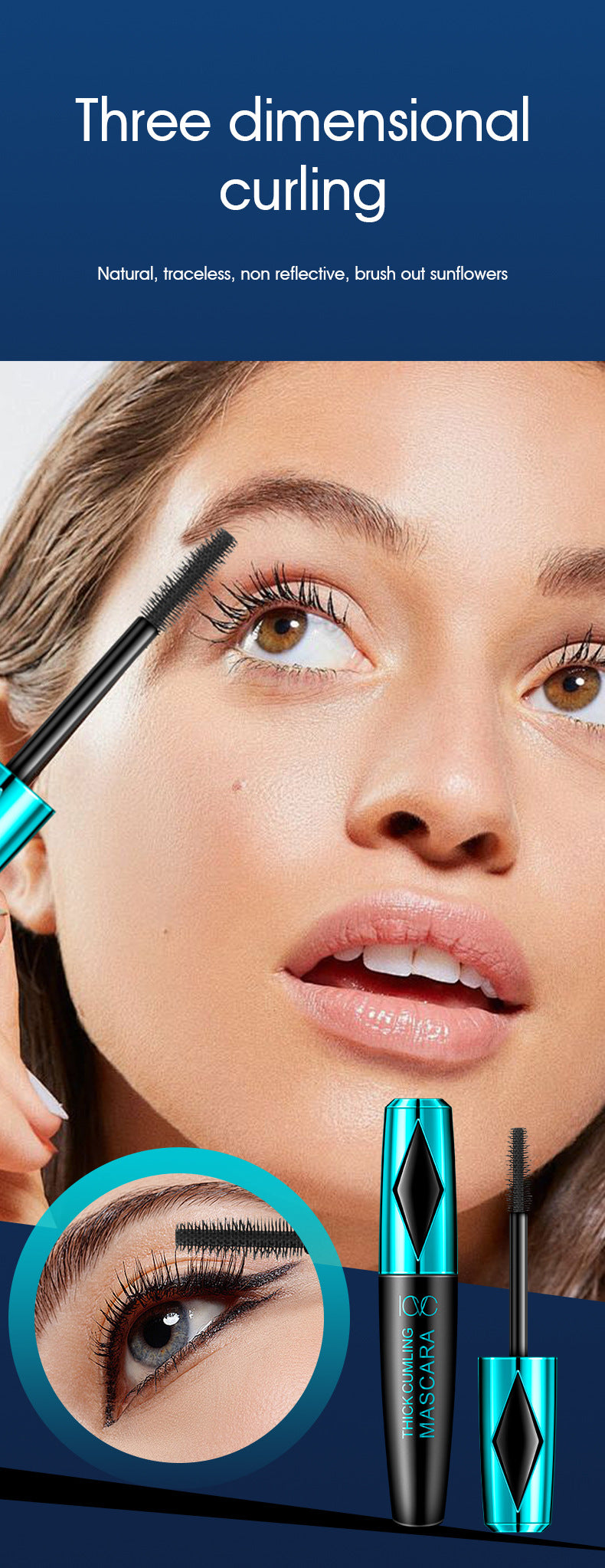 Mascara Waterproof Non-Smudge Lengthening Thick Curling Eyelash Version European Daily Use Makeup