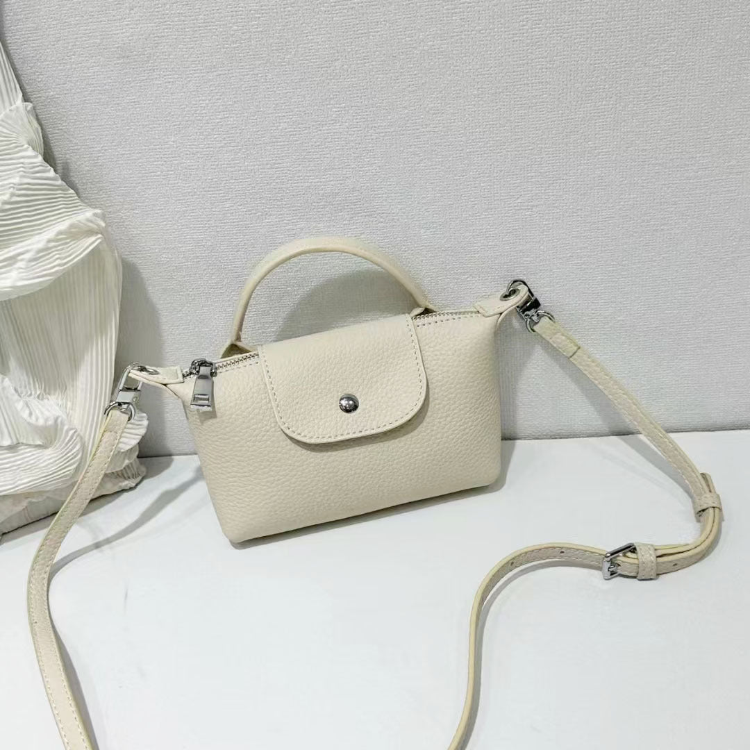 Dumpling Bag Top Layer Cowhide Niche Phone Bag Crossbody Small Bag Casual Genuine Leather Women's Bag Multifunctional Coin Purse