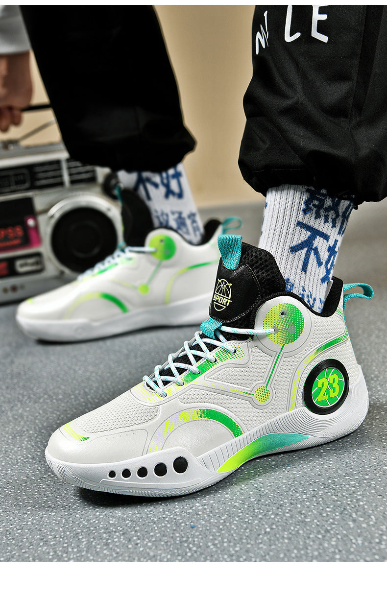 Spring Festival New Couple Casual Basketball Shoes Fashion Combat Boots Wear-resistant Shock-absorbing Campus Student Training Competition Sneakers